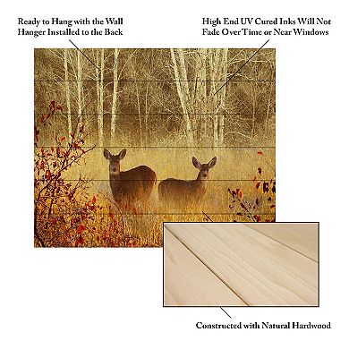 Trademark Fine Art Foggy Deer Wood Slat Wall Art