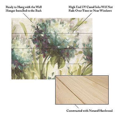 Trademark Fine Art Hydrangea Field Wood Slat Wall Art
