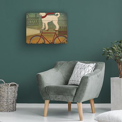 Trademark Fine Art White Doodle on Bike Wood Slat Wall Art