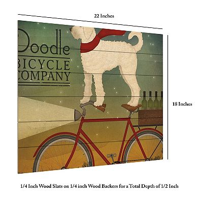 Trademark Fine Art White Doodle on Bike Wood Slat Wall Art