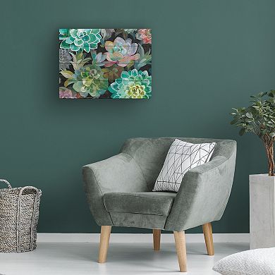 Trademark Fine Art Floral Succulents Crop Wood Slat Wall Art