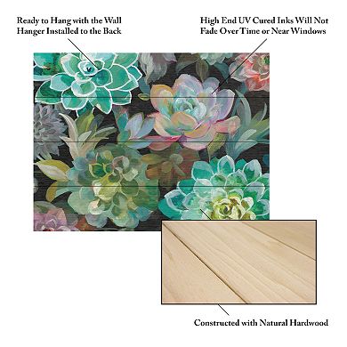 Trademark Fine Art Floral Succulents Crop Wood Slat Wall Art