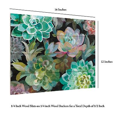 Trademark Fine Art Floral Succulents Crop Wood Slat Wall Art