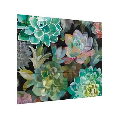 Trademark Fine Art Floral Succulents Crop Wood Slat Wall Art