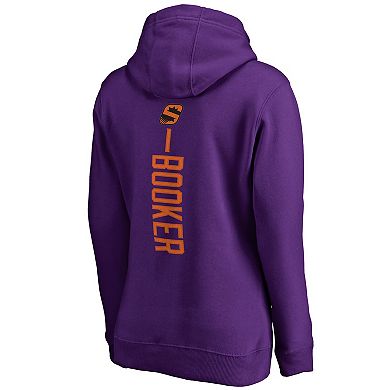 Women's Fanatics Branded Devin Booker Purple Phoenix Suns Backer Name & Number Pullover Hoodie