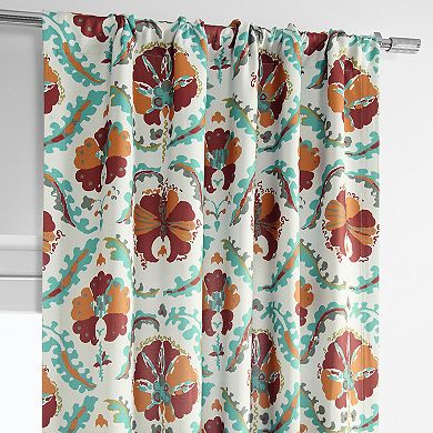 EFF 1-Panel Printed Linen Textured Blackout Window Curtain