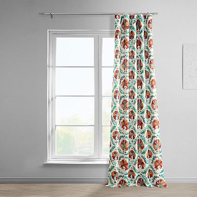 EFF 1-Panel Printed Linen Textured Blackout Window Curtain