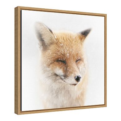 Amanti Art "Satisfied (Fox)" Framed Canvas Print