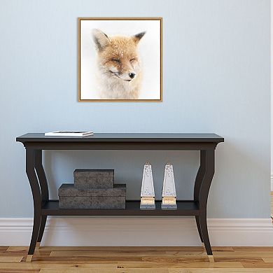 Amanti Art "Satisfied (Fox)" Framed Canvas Print