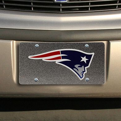 New England Patriots Silver Mirror Team Logo License Plate - Silver
