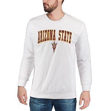 Men's Colosseum White Arizona State Sun Devils Arch & Logo Crew Neck Sweatshirt