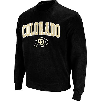 Men's Colosseum Black Colorado Buffaloes Arch & Logo Crew Neck Sweatshirt