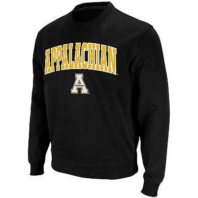 Men's Colosseum Black Appalachian State Mountaineers Arch & Logo Crew Neck Sweatshirt