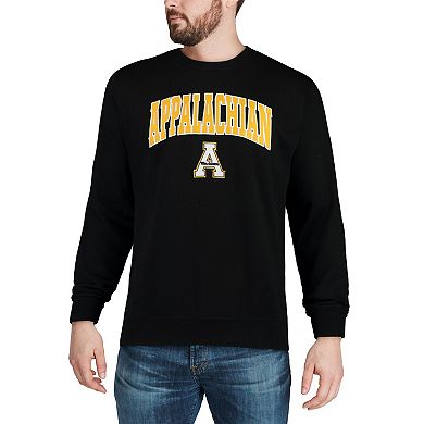 Men's Colosseum Black Appalachian State Mountaineers Arch & Logo Crew Neck Sweatshirt