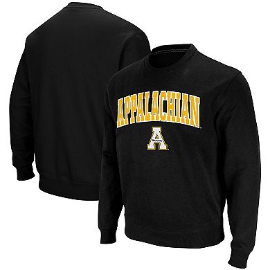 Men's Colosseum Black Appalachian State Mountaineers Arch & Logo Crew Neck Sweatshirt