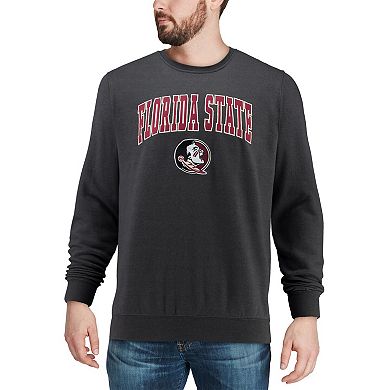 Men's Colosseum Charcoal Florida State Seminoles Arch & Logo Crew Neck Sweatshirt