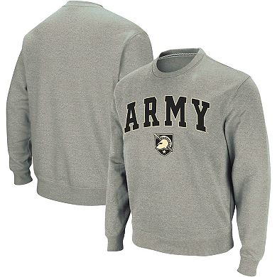 Men's Colosseum Heather Gray Army Black Knights Arch & Logo Crew Neck Sweatshirt