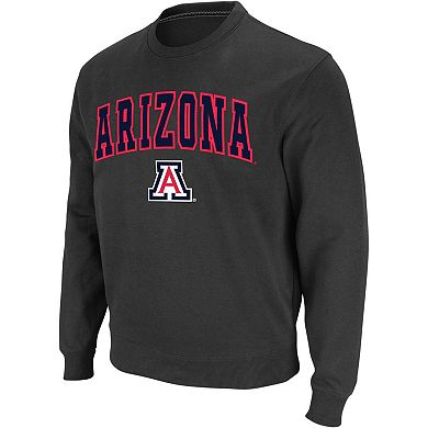 Men's Colosseum Charcoal Arizona Wildcats Arch & Logo Crew Neck Sweatshirt