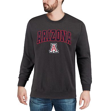 Men's Colosseum Charcoal Arizona Wildcats Arch & Logo Crew Neck Sweatshirt