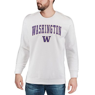 Men's Colosseum White Washington Huskies Arch & Logo Crew Neck Sweatshirt