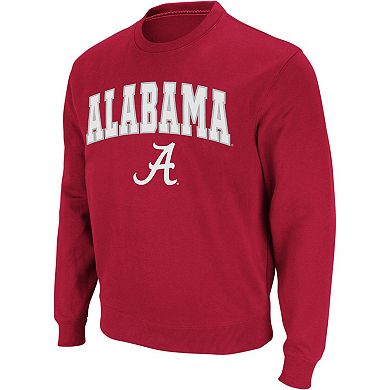 Men's Colosseum Crimson Alabama Crimson Tide Arch & Logo Crew Neck Sweatshirt