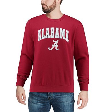 Men's Colosseum Crimson Alabama Crimson Tide Arch & Logo Crew Neck Sweatshirt