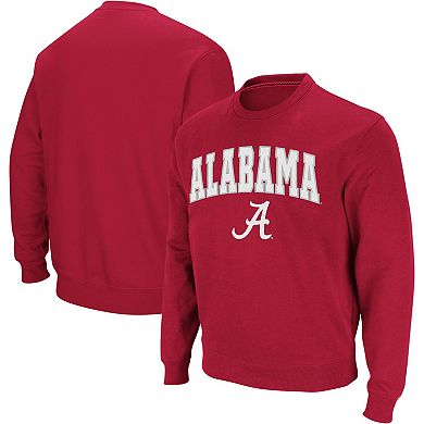 Men's Colosseum Crimson Alabama Crimson Tide Arch & Logo Crew Neck Sweatshirt