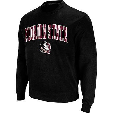 Men's Colosseum Black Florida State Seminoles Arch & Logo Crew Neck Sweatshirt