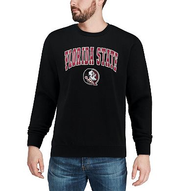 Men's Colosseum Black Florida State Seminoles Arch & Logo Crew Neck Sweatshirt