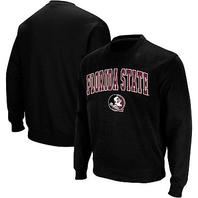 Men's Colosseum Black Florida State Seminoles Arch & Logo Crew Neck Sweatshirt