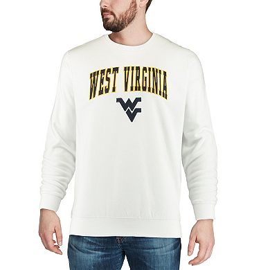 Men's Colosseum White West Virginia Mountaineers Arch & Logo Crew Neck Sweatshirt