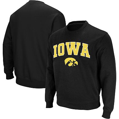 Men's Colosseum Black Iowa Hawkeyes Arch & Logo Crew Neck Sweatshirt