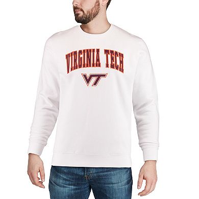 Men's Colosseum White Virginia Tech Hokies Arch & Logo Crew Neck Sweatshirt