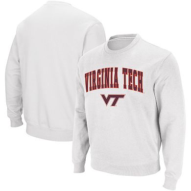 Men's Colosseum White Virginia Tech Hokies Arch & Logo Crew Neck Sweatshirt