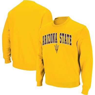 Men's Colosseum Gold Arizona State Sun Devils Arch & Logo Crew Neck Sweatshirt