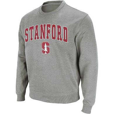 Men's Colosseum Heather Gray Stanford Cardinal Arch & Logo Crew Neck Sweatshirt