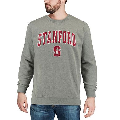 Men's Colosseum Heather Gray Stanford Cardinal Arch & Logo Crew Neck Sweatshirt