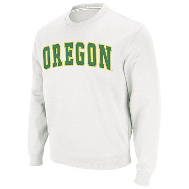 Men's Colosseum White Oregon Ducks Arch & Logo Sweatshirt