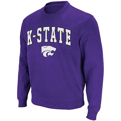 Men's Colosseum Purple Kansas State Wildcats Arch & Logo Crew Neck Sweatshirt
