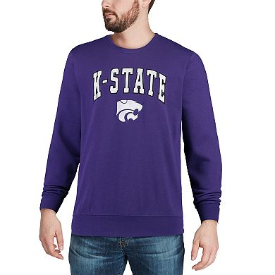 Men's Colosseum Purple Kansas State Wildcats Arch & Logo Crew Neck Sweatshirt