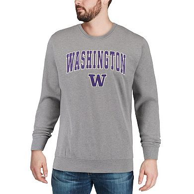 Men's Colosseum Heather Gray Washington Huskies Arch & Logo Crew Neck Sweatshirt