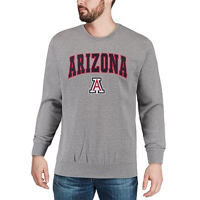 Men's Colosseum Heather Gray Arizona Wildcats Arch & Logo Crew Neck Sweatshirt