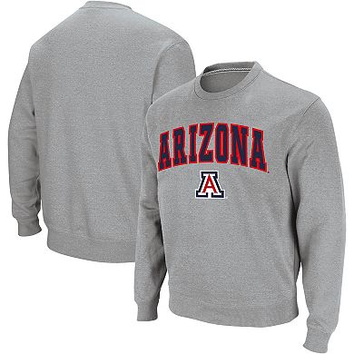 Men's Colosseum Heather Gray Arizona Wildcats Arch & Logo Crew Neck Sweatshirt