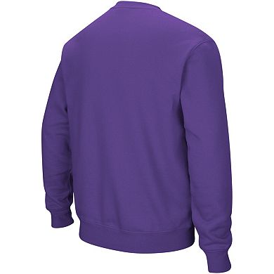 Men's Colosseum Purple Clemson Tigers Arch & Logo Crew Neck Sweatshirt