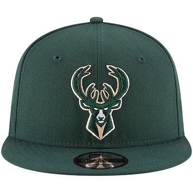 Men's New Era Hunter Green Milwaukee Bucks Official Team Color 9FIFTY Adjustable Snapback Hat