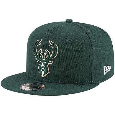 Men's New Era Hunter Green Milwaukee Bucks Official Team Color 9FIFTY Adjustable Snapback Hat