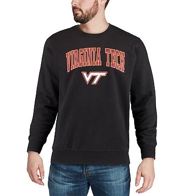 Men's Colosseum Black Virginia Tech Hokies Arch & Logo Crew Neck Sweatshirt