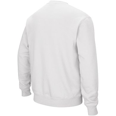 Men's Colosseum White Nebraska Huskers Arch & Logo Crew Neck Sweatshirt