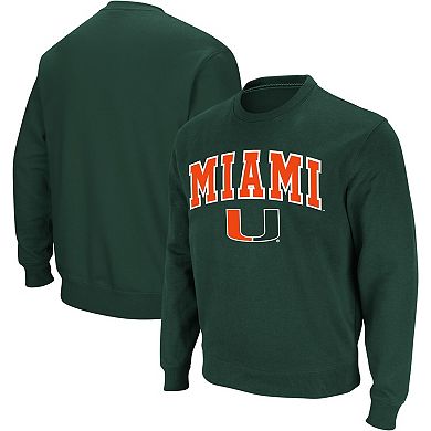 Men's Colosseum Green Miami Hurricanes Arch & Logo Crew Neck Sweatshirt