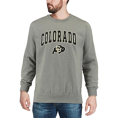 Men's Colosseum Heather Gray Colorado Buffaloes Arch & Logo Crew Neck Sweatshirt